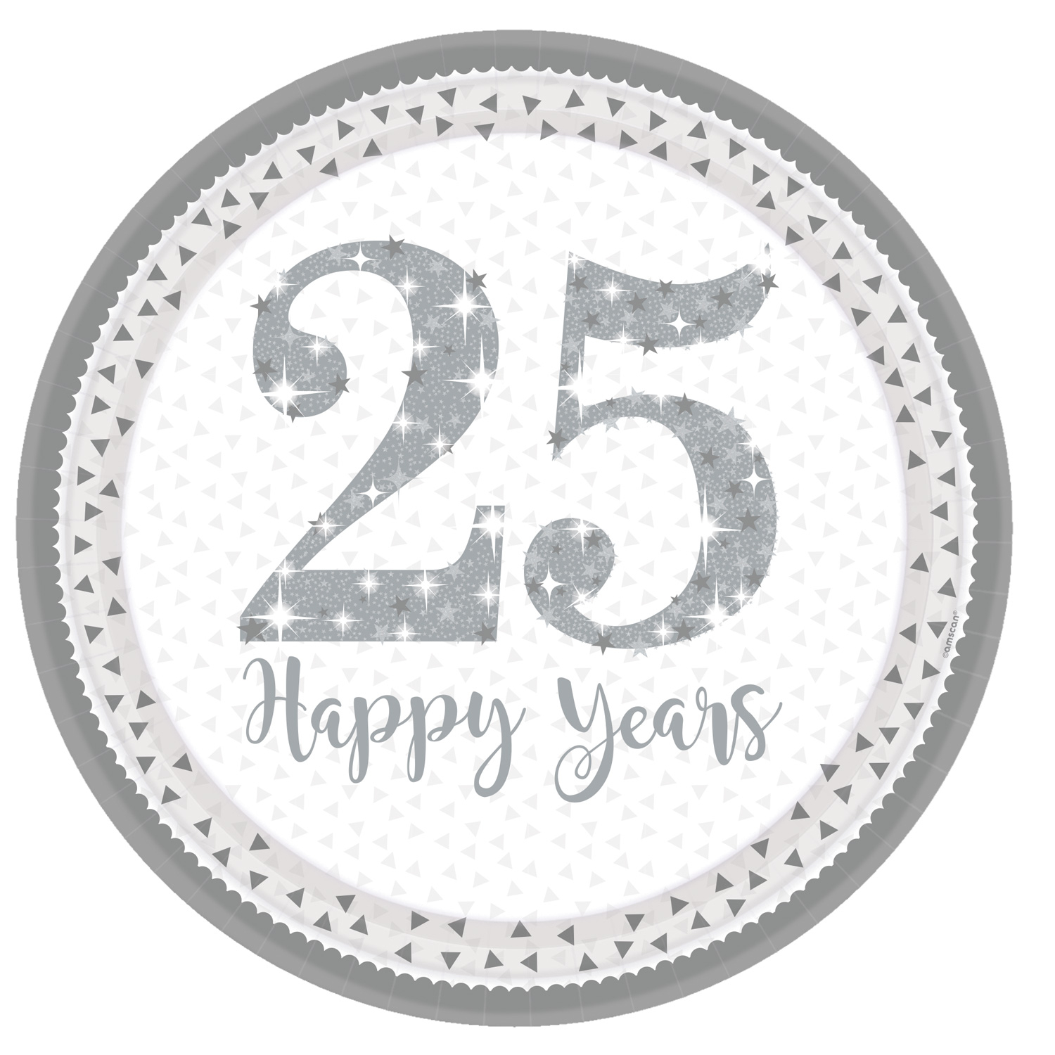 Серебряные цифры 25 на прозрачном фоне